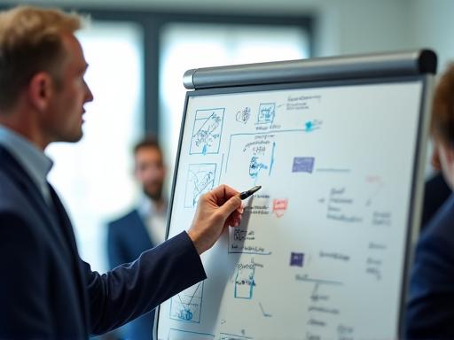 A coach drawing a play on a whiteboard
